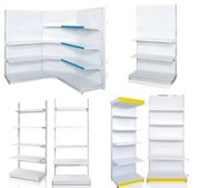 Стеллажи торговые металлические пристенные,  островные. Новые в наличии